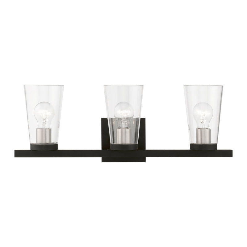 Livex Lighting 17623-04 Three Light Vanity Sconce, Black w/Brushed Nickel