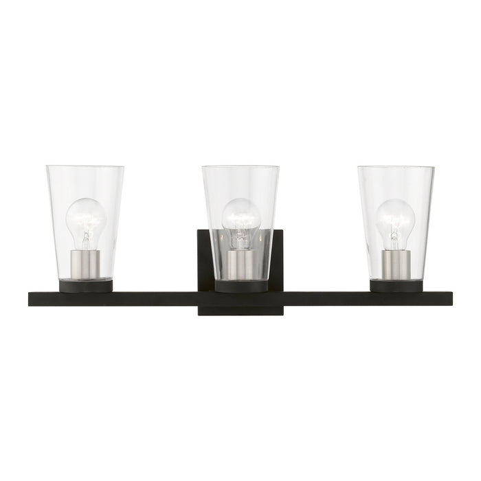 Livex Lighting 17623-04 Three Light Vanity Sconce, Black w/Brushed Nickel