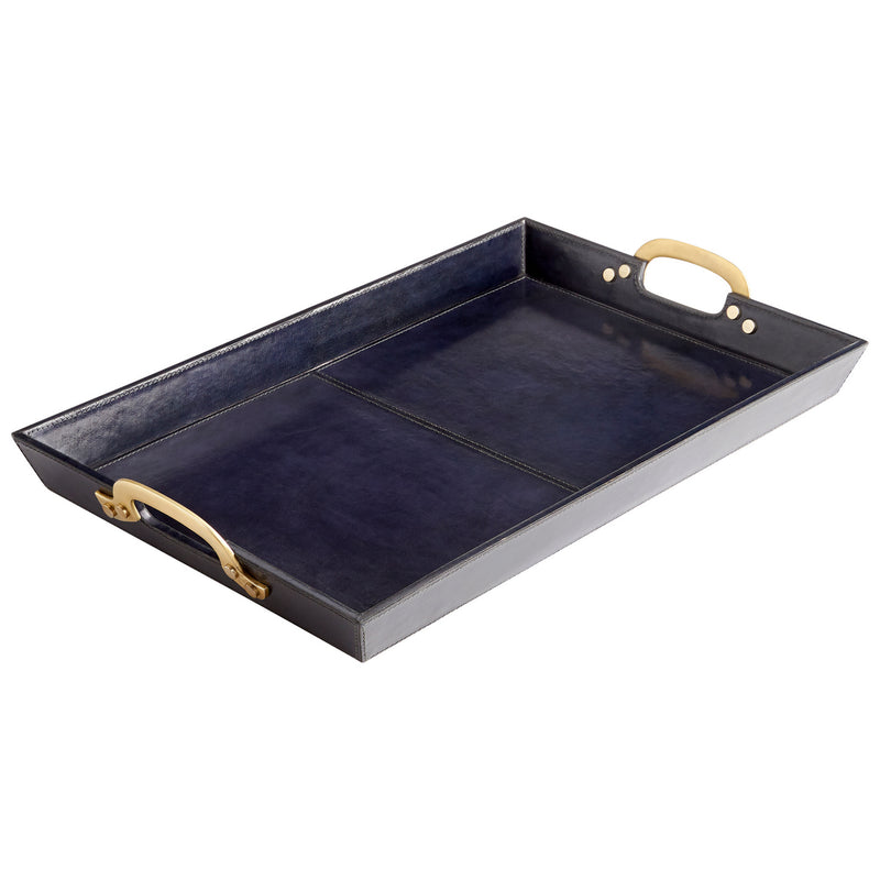 Cyan 10718 Tray, Blue And Antique Brass