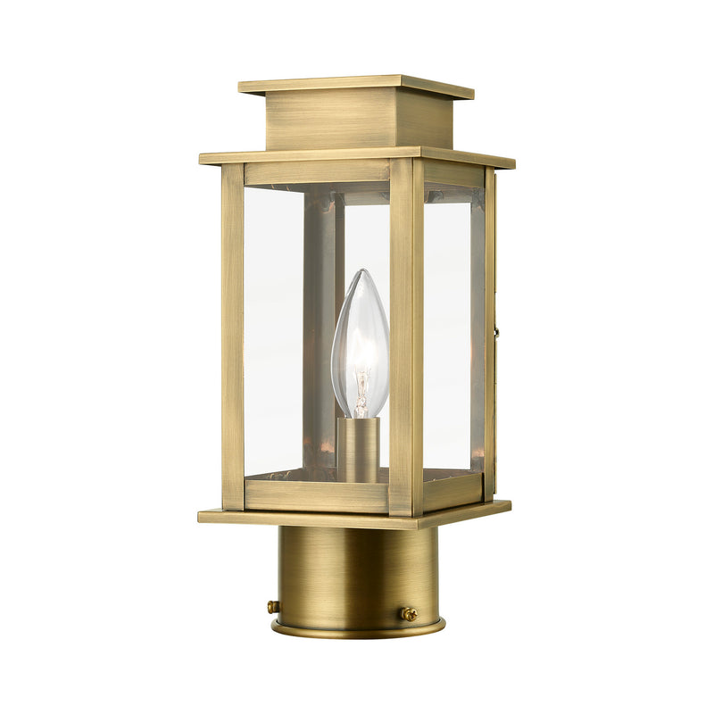 Livex Lighting 20201-01 One Light Outdoor Post Top Lantern, Antique Brass