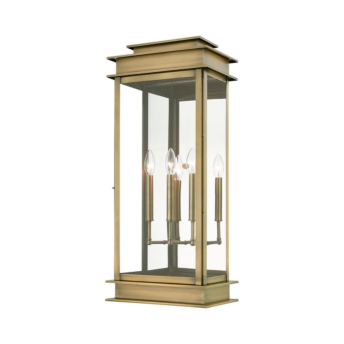 Livex Lighting 20208-01 Three Light Outdoor Wall Lantern, Antique Brass w/Polished Chrome Stainless Steel Reflector