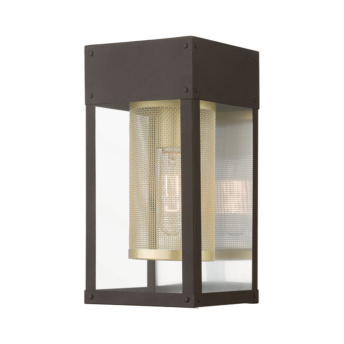 Livex Lighting 20761-07 One Light Outdoor Wall Lantern, Bronze w/Soft Gold Candle and Brushed Nickel Stainless Steel Reflector