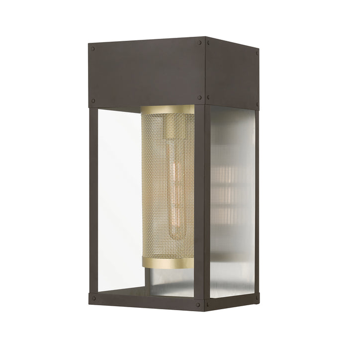 Livex Lighting 20762-07 One Light Outdoor Wall Lantern, Bronze w/Soft Gold Candle and Brushed Nickel Stainless Steel Reflector