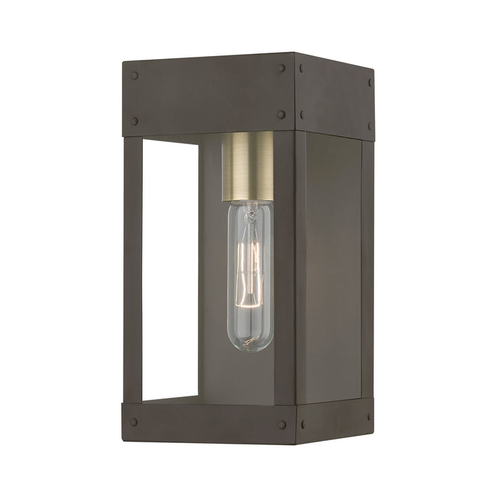 Livex Lighting 20871-07 One Light Outdoor Wall Lantern, Bronze w/Antique Brass Candle