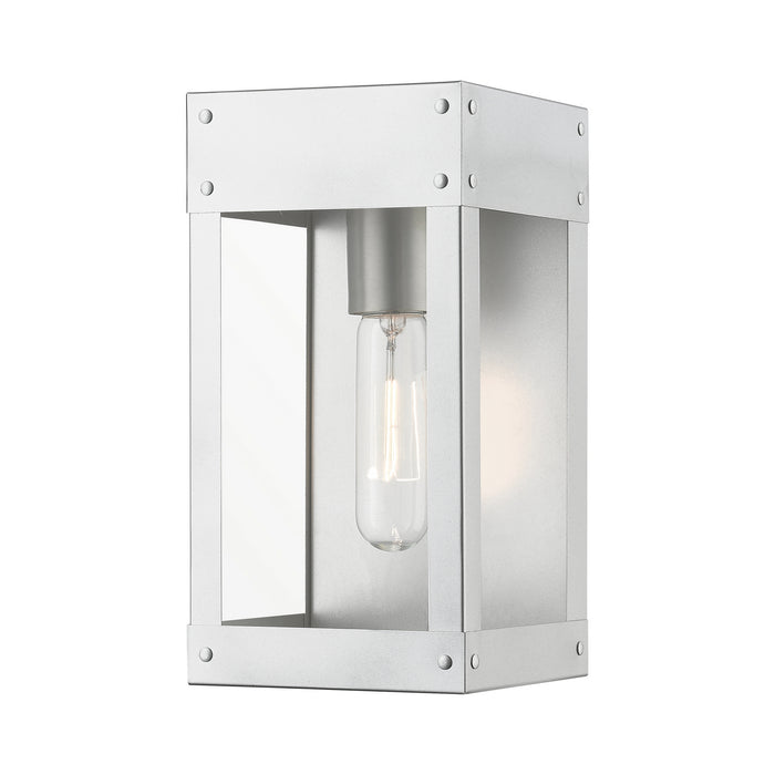 Livex Lighting 20871-81 One Light Outdoor Wall Lantern, Painted Satin Nickel w/Brushed Nickel Candle