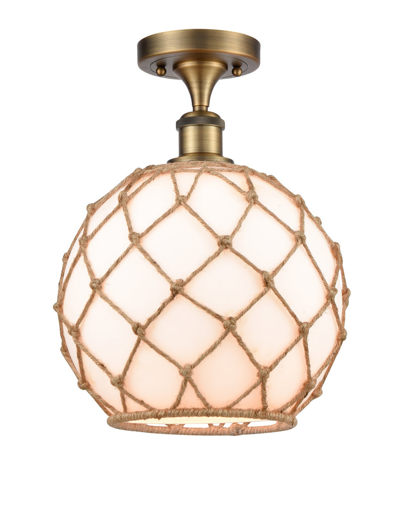 Innovations 516-1C-BB-G121-10RB-LED LED Semi-Flush Mount, Brushed Brass
