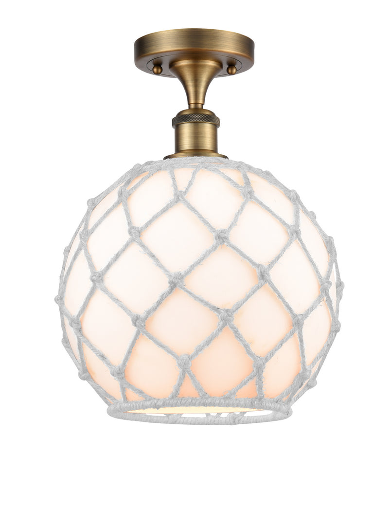 Innovations 516-1C-BB-G121-10RW One Light Semi-Flush Mount, Brushed Brass