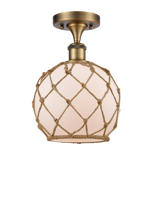 Innovations 516-1C-BB-G121-8RB One Light Semi-Flush Mount, Brushed Brass