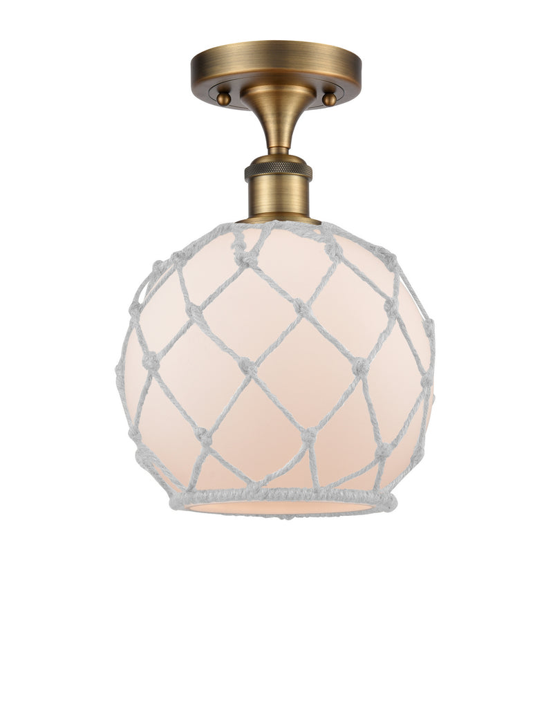 Innovations 516-1C-BB-G121-8RW One Light Semi-Flush Mount, Brushed Brass