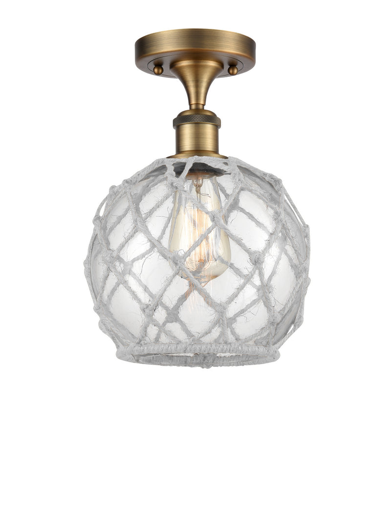 Innovations 516-1C-BB-G122-8RW One Light Semi-Flush Mount, Brushed Brass