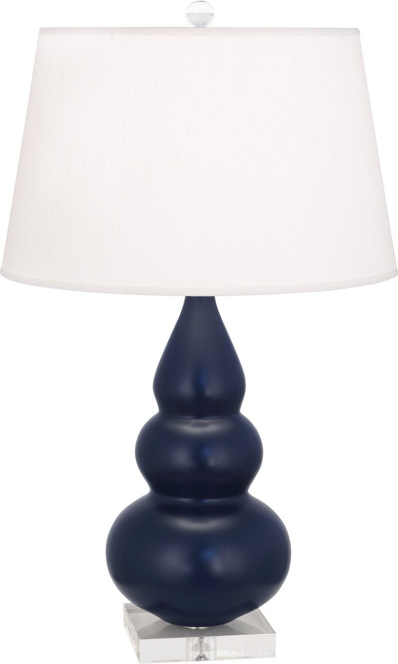 Robert Abbey MMB33 One Light Accent Lamp, Matte Midnight Blue Glazed Ceramic w/Lucite