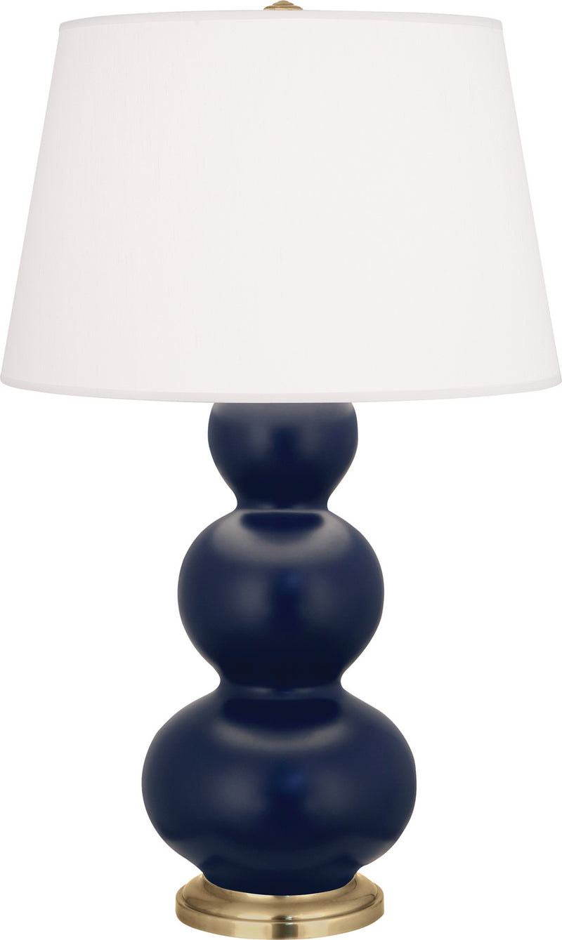 Robert Abbey MMB40 One Light Table Lamp, Matte Midnight Blue Glazed Ceramic w/Antique Brassed
