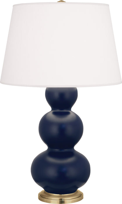 Robert Abbey MMB40 One Light Table Lamp, Matte Midnight Blue Glazed Ceramic w/Antique Brassed