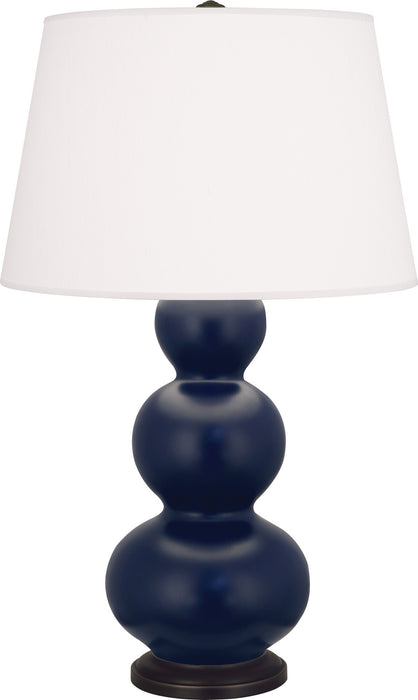 Robert Abbey MMB41 One Light Table Lamp, Matte Midnight Blue Glazed Ceramic w/Deep Patina Bronzeed
