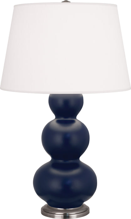 Robert Abbey MMB42 One Light Table Lamp, Matte Midnight Blue Glazed Ceramic w/Antique Silvered