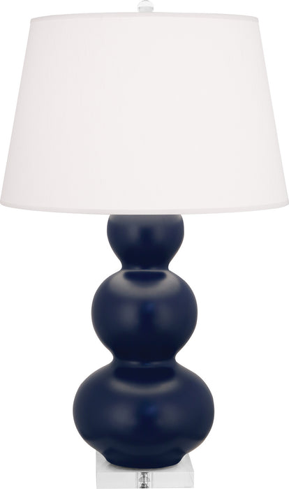Robert Abbey MMB43 One Light Table Lamp, Matte Midnight Blue Glazed Ceramic w/Lucite