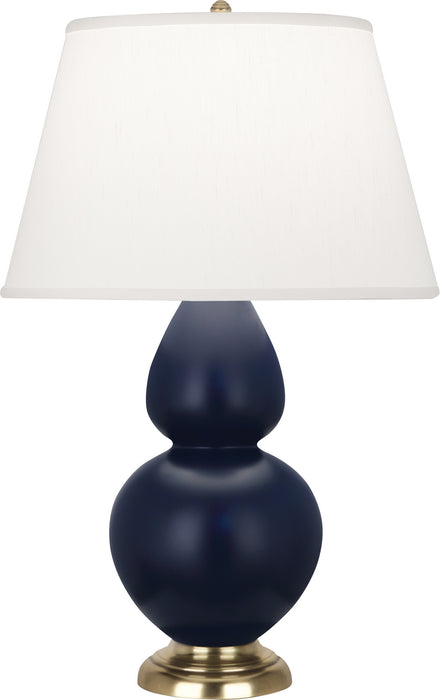 Robert Abbey MMB55 One Light Table Lamp, Matte Midnight Blue Glazed Ceramic w/Antique Brassed