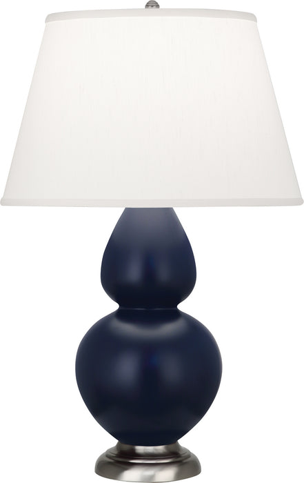 Robert Abbey MMB59 One Light Table Lamp, Matte Midnight Blue Glazed Ceramic w/Antique Silvered