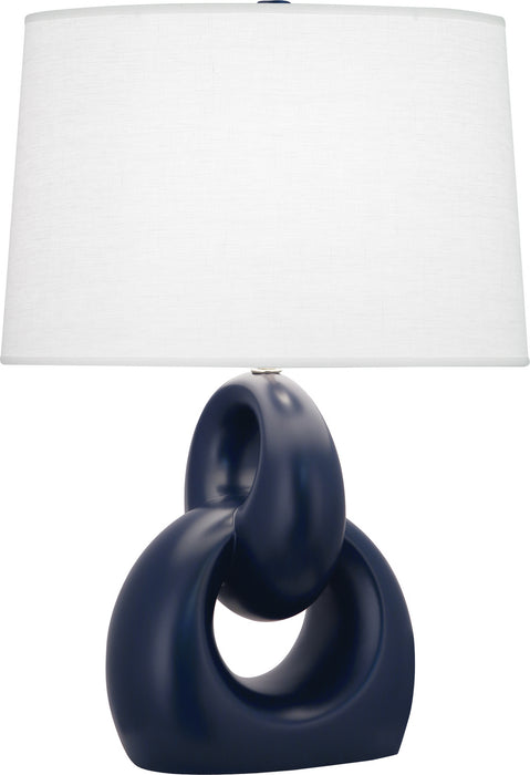 Robert Abbey MMB81 One Light Table Lamp, Matte Midnight Blue Glazed Ceramic w/Polished Nickel