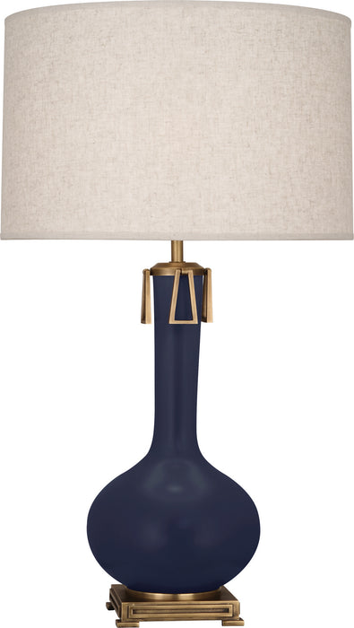 Robert Abbey MMB92 One Light Table Lamp, Matte Midnight Blue Glazed Ceramic w/Aged Brass