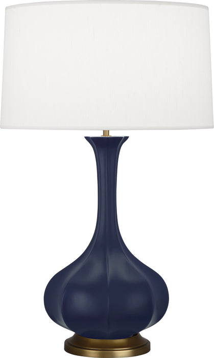 Robert Abbey MMB94 One Light Table Lamp, Matte Midnight Blue Glazed Ceramic w/Aged Brass