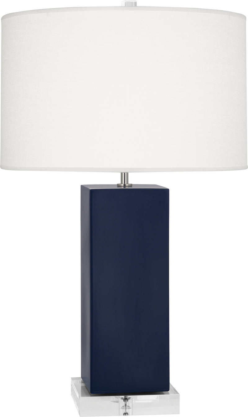 Robert Abbey MMB95 One Light Table Lamp, Matte Midnight Blue Glazed Ceramic