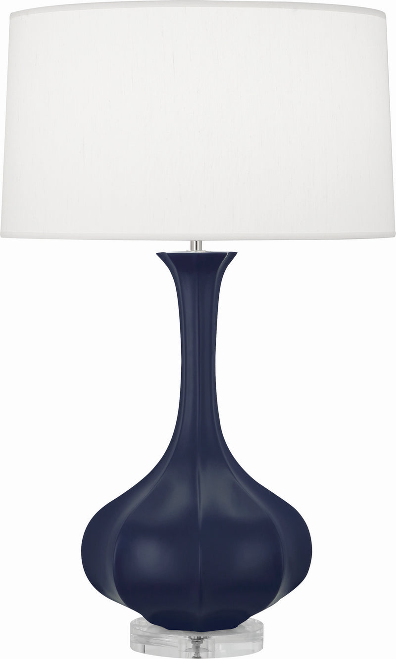 Robert Abbey MMB96 One Light Table Lamp, Matte Midnight Blue Glazed Ceramic Lucite