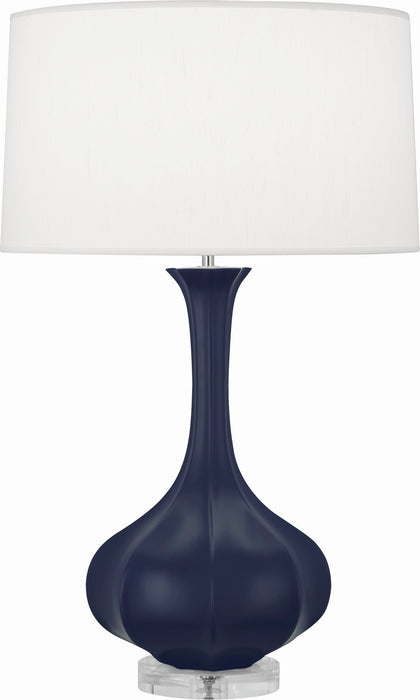 Robert Abbey MMB96 One Light Table Lamp, Matte Midnight Blue Glazed Ceramic Lucite