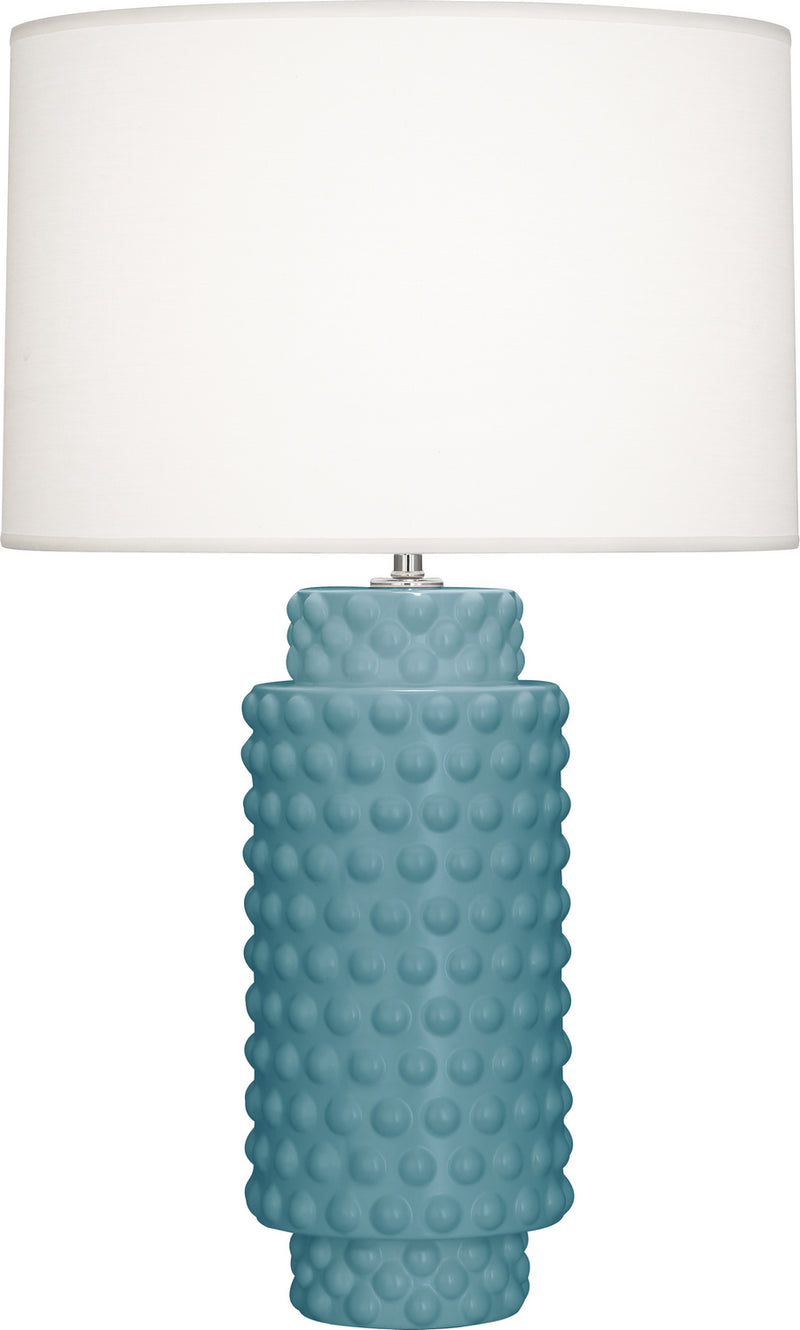Robert Abbey MOB08 One Light Table Lamp, Matte Steel Blue Glazed Textured Ceramic