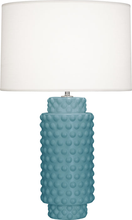 Robert Abbey MOB08 One Light Table Lamp, Matte Steel Blue Glazed Textured Ceramic