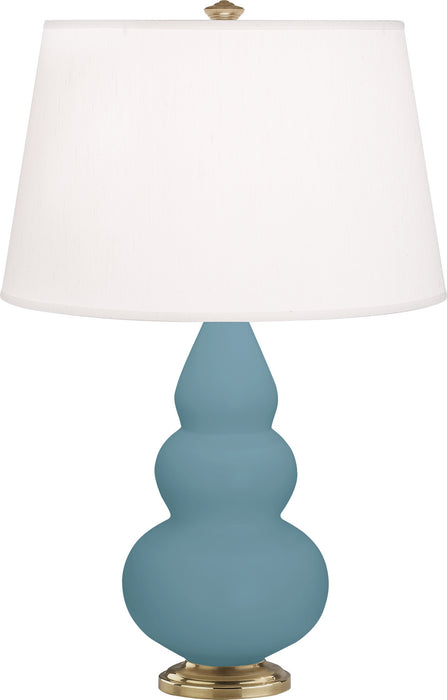Robert Abbey MOB30 One Light Accent Lamp, Matte Steel Blue Glazed Ceramic w/Antique Brassed