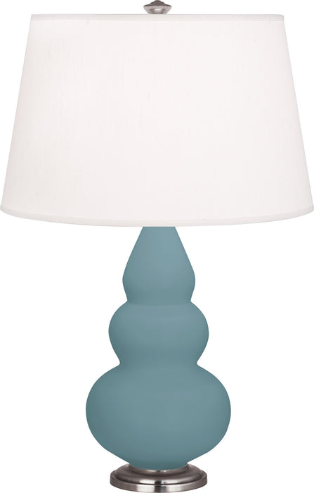 Robert Abbey MOB32 One Light Accent Lamp, Matte Steel Blue Glazed Ceramic w/Antique Silvered
