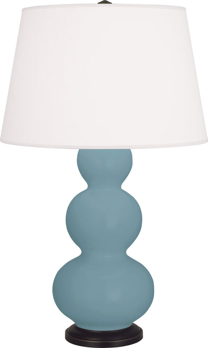 Robert Abbey MOB41 One Light Table Lamp, Matte Steel Blue Glazed Ceramic w/Deep Patina Bronzeed