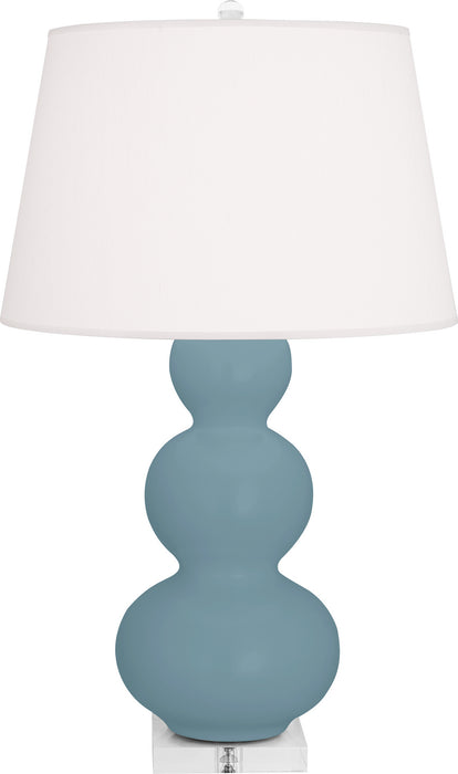 Robert Abbey MOB43 One Light Table Lamp, Matte Steel Blue Glazed Ceramic w/Lucite