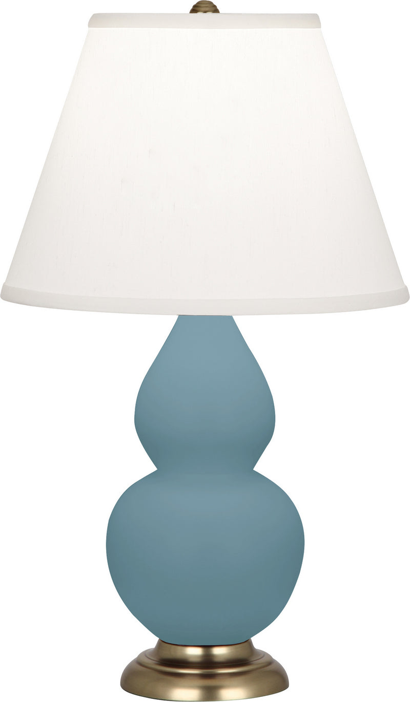 Robert Abbey MOB50 One Light Accent Lamp, Matte Steel Blue Glazed Ceramic w/Antique Brassed