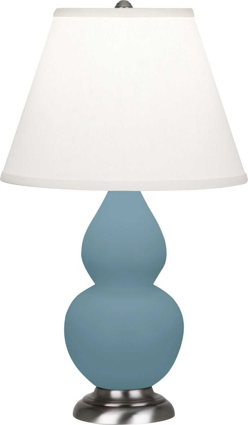 Robert Abbey MOB52 One Light Accent Lamp, Matte Steel Blue Glazed Ceramic w/Antique Silvered