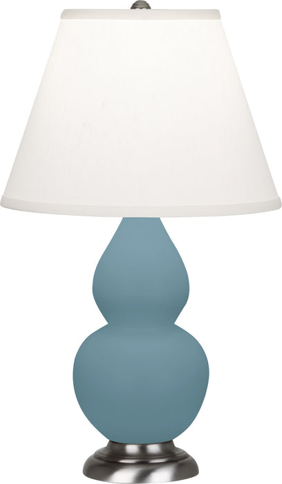 Robert Abbey MOB52 One Light Accent Lamp, Matte Steel Blue Glazed Ceramic w/Antique Silvered