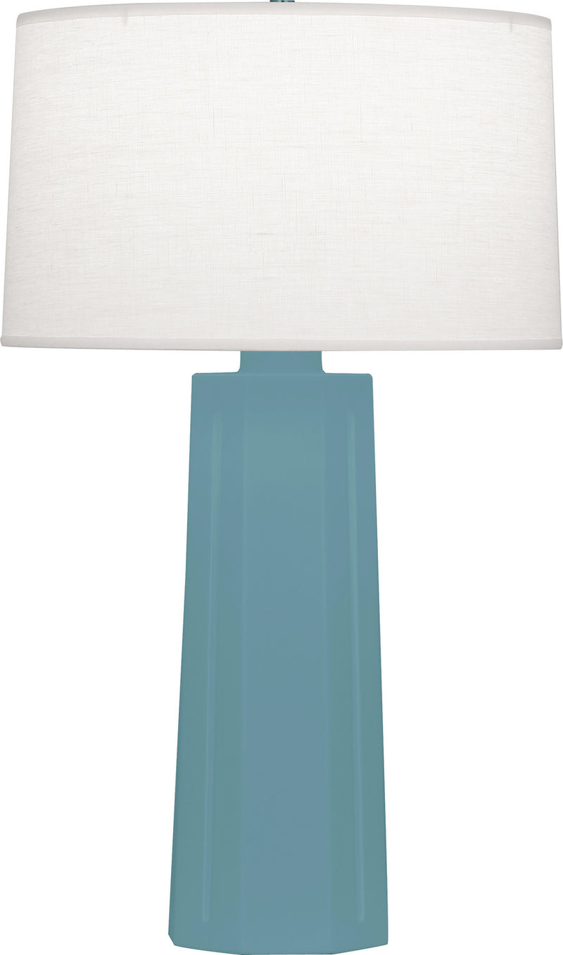 Robert Abbey MOB60 One Light Table Lamp, Matte Steel Blue Glazed Ceramic