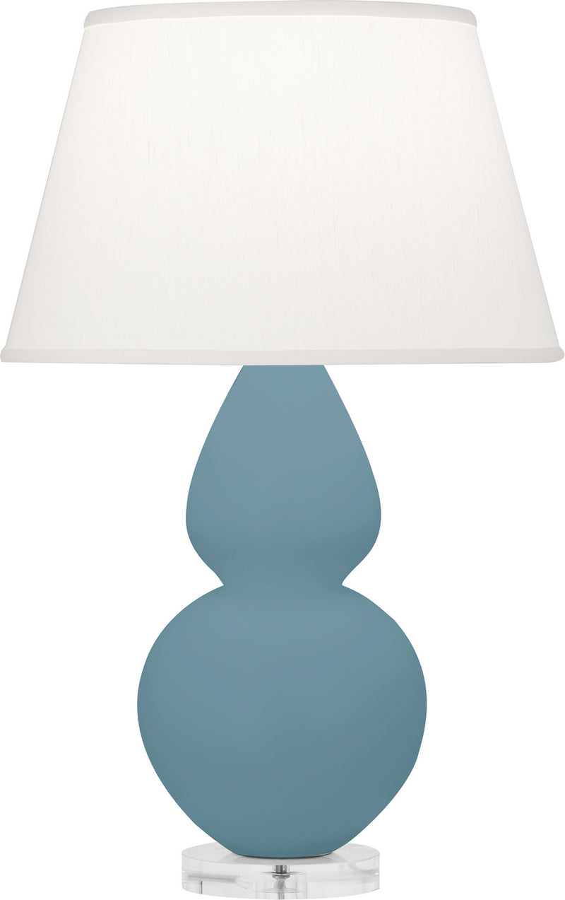 Robert Abbey MOB62 One Light Table Lamp, Matte Steel Blue Glazed Ceramic w/Lucite