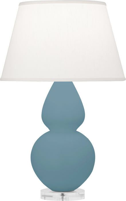 Robert Abbey MOB62 One Light Table Lamp, Matte Steel Blue Glazed Ceramic w/Lucite
