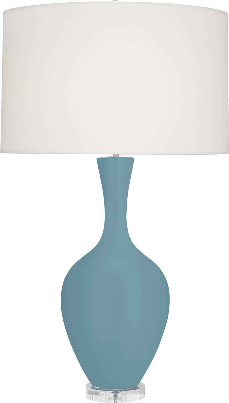 Robert Abbey MOB80 One Light Table Lamp, Matte Steel Blue Glazed Ceramic