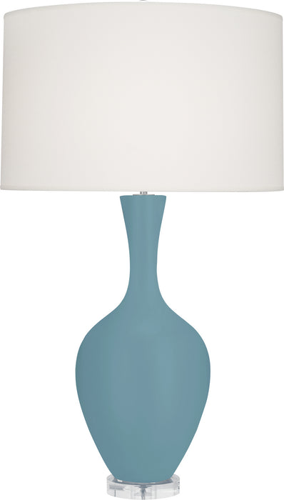 Robert Abbey MOB80 One Light Table Lamp, Matte Steel Blue Glazed Ceramic