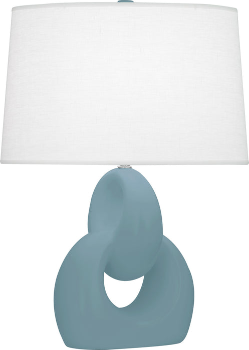 Robert Abbey MOB81 One Light Table Lamp, Matte Steel Blue Glazed Ceramic w/Polished Nickel