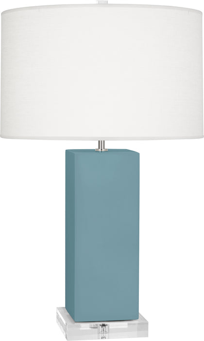 Robert Abbey MOB95 One Light Table Lamp, Matte Steel Blue Glazed Ceramic