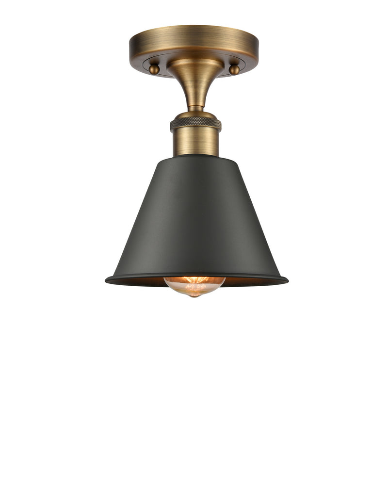 Innovations 516-1C-BB-M8-BK One Light Semi-Flush Mount, Brushed Brass