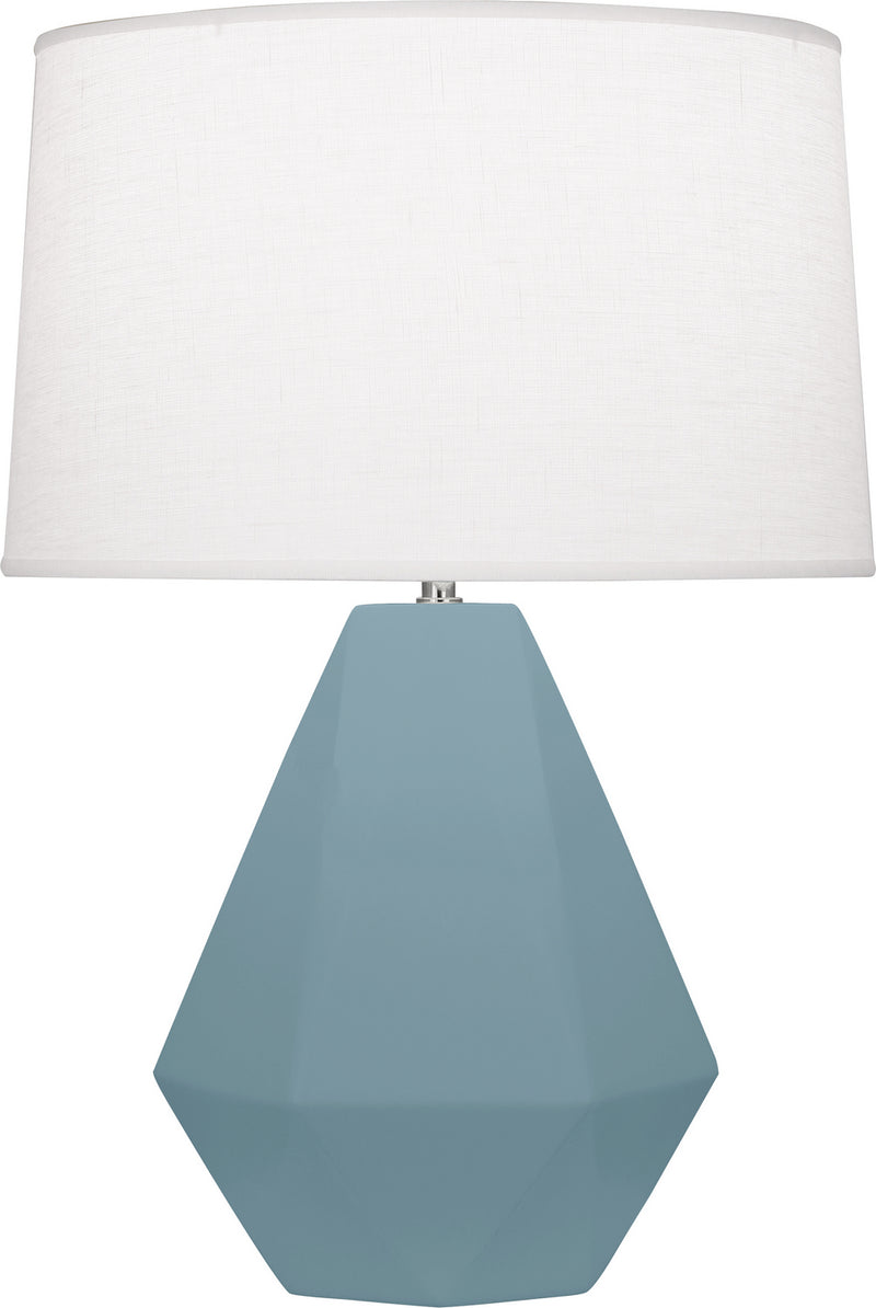 Robert Abbey MOB97 One Light Table Lamp, Matte Steel Blue Glazed Ceramic