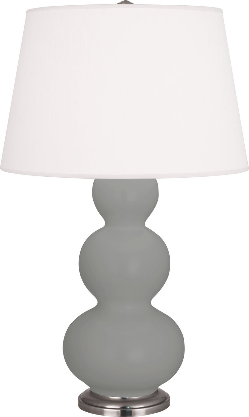 Robert Abbey MST42 One Light Table Lamp, Matte Smokey Taupe Glazed Ceramic w/Antique Silvered