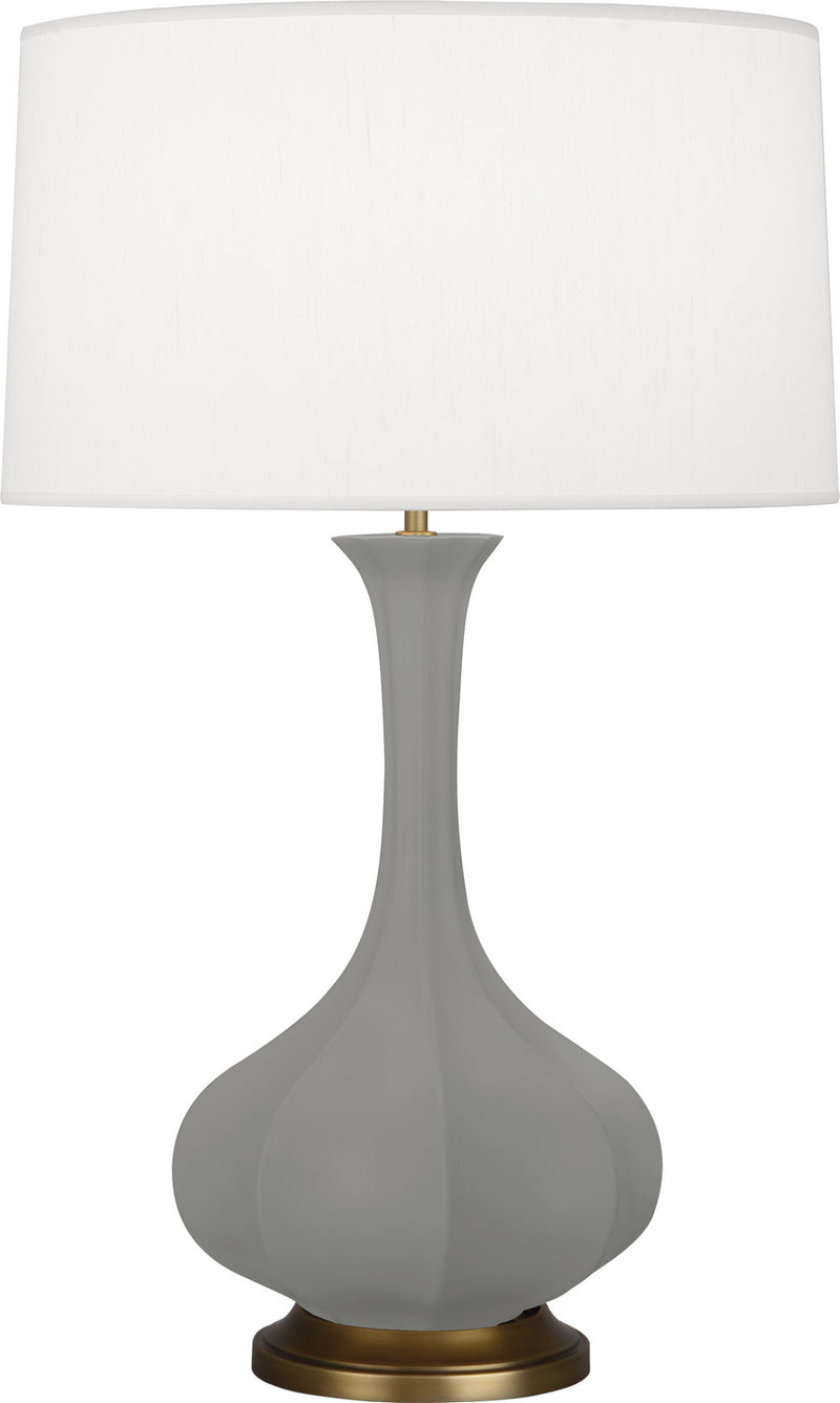 Robert Abbey MST94 One Light Table Lamp, Matte Smoky Taupe Glazed Ceramic w/Aged Brass
