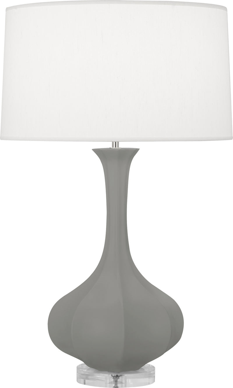 Robert Abbey MST96 One Light Table Lamp, MatteSmoky Taupe Glazed Ceramic w/Lucite