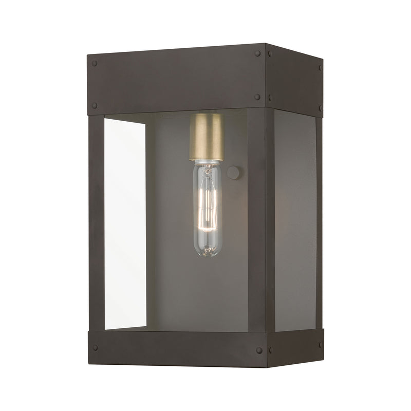 Livex Lighting 20872-07 One Light Outdoor Wall Lantern, Bronze w/Antique Brass Candle